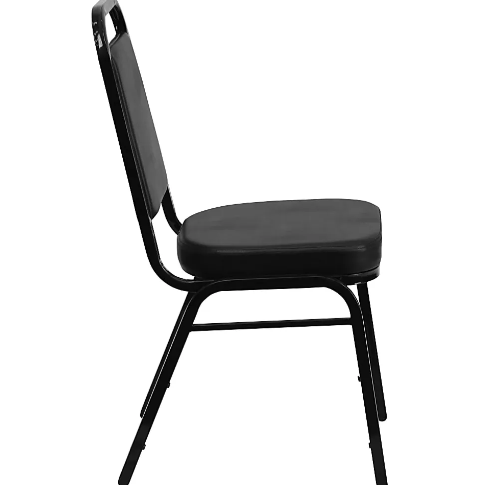 Flash Furniture HERCULES Series Trapezoidal-Back Stacking Banquet Chair With 2-1/2" Thick Seat, Black