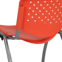 Flash Furniture HERCULES Series Stack Chair With Titanium Frame, Orange Seat/Gray Frame