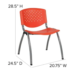 Flash Furniture HERCULES Series Stack Chair With Titanium Frame, Orange Seat/Gray Frame