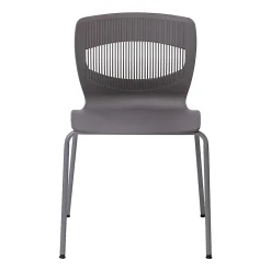 Flash Furniture HERCULES Series Commercial Grade 770-lb Capacity Ergonomic Stack Chairs With Lumbar Support, Gray/Silver, Set Of 5 Chairs
