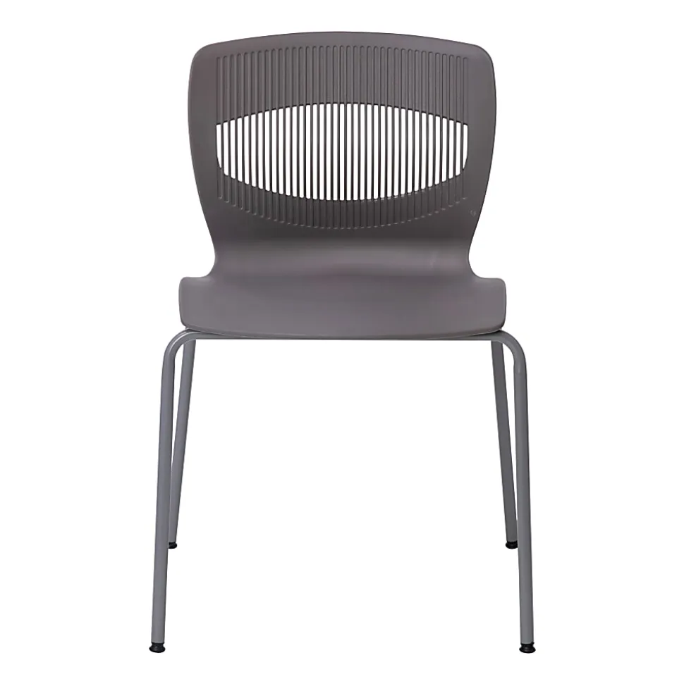 Flash Furniture HERCULES Series Commercial Grade 770-lb Capacity Ergonomic Stack Chairs With Lumbar Support, Gray/Silver, Set Of 5 Chairs