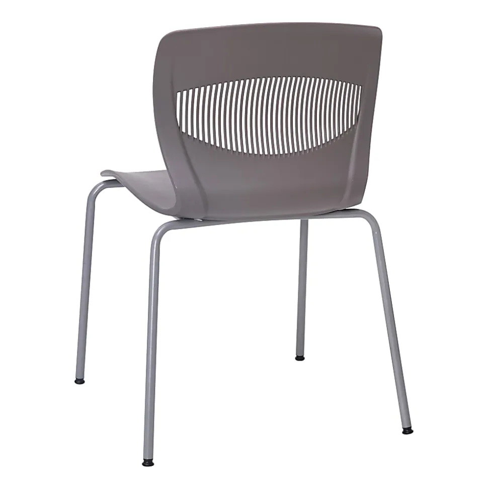 Flash Furniture HERCULES Series Commercial Grade 770-lb Capacity Ergonomic Stack Chairs With Lumbar Support, Gray/Silver, Set Of 5 Chairs