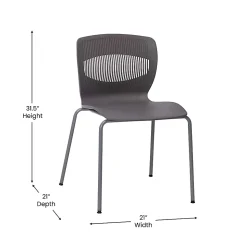 Flash Furniture HERCULES Series Commercial Grade 770-lb Capacity Ergonomic Stack Chairs With Lumbar Support, Gray/Silver, Set Of 5 Chairs