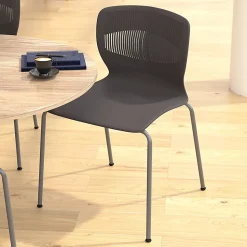 Flash Furniture HERCULES Series Commercial Grade 770-lb Capacity Ergonomic Stack Chairs With Lumbar Support, Gray/Silver, Set Of 5 Chairs