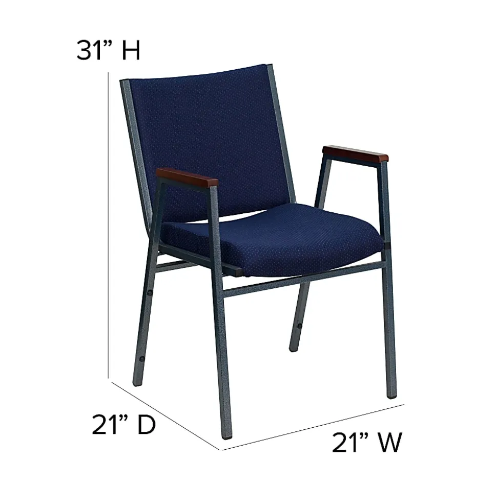 Flash Furniture HERCULES Series Full-Back Contoured Stacking Chair With Sled Base, Black/Silver