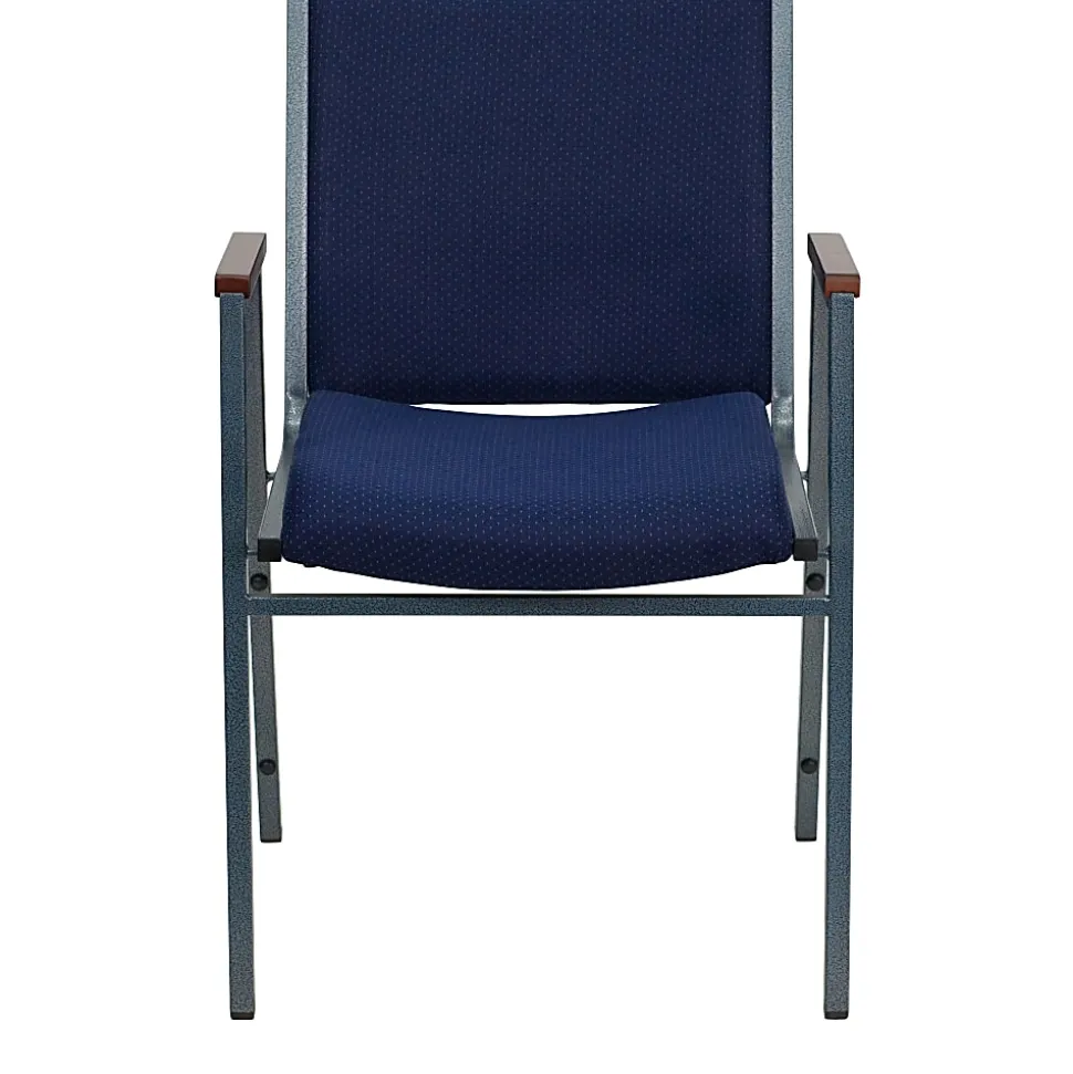 Flash Furniture HERCULES Series Full-Back Contoured Stacking Chair With Sled Base, Black/Silver