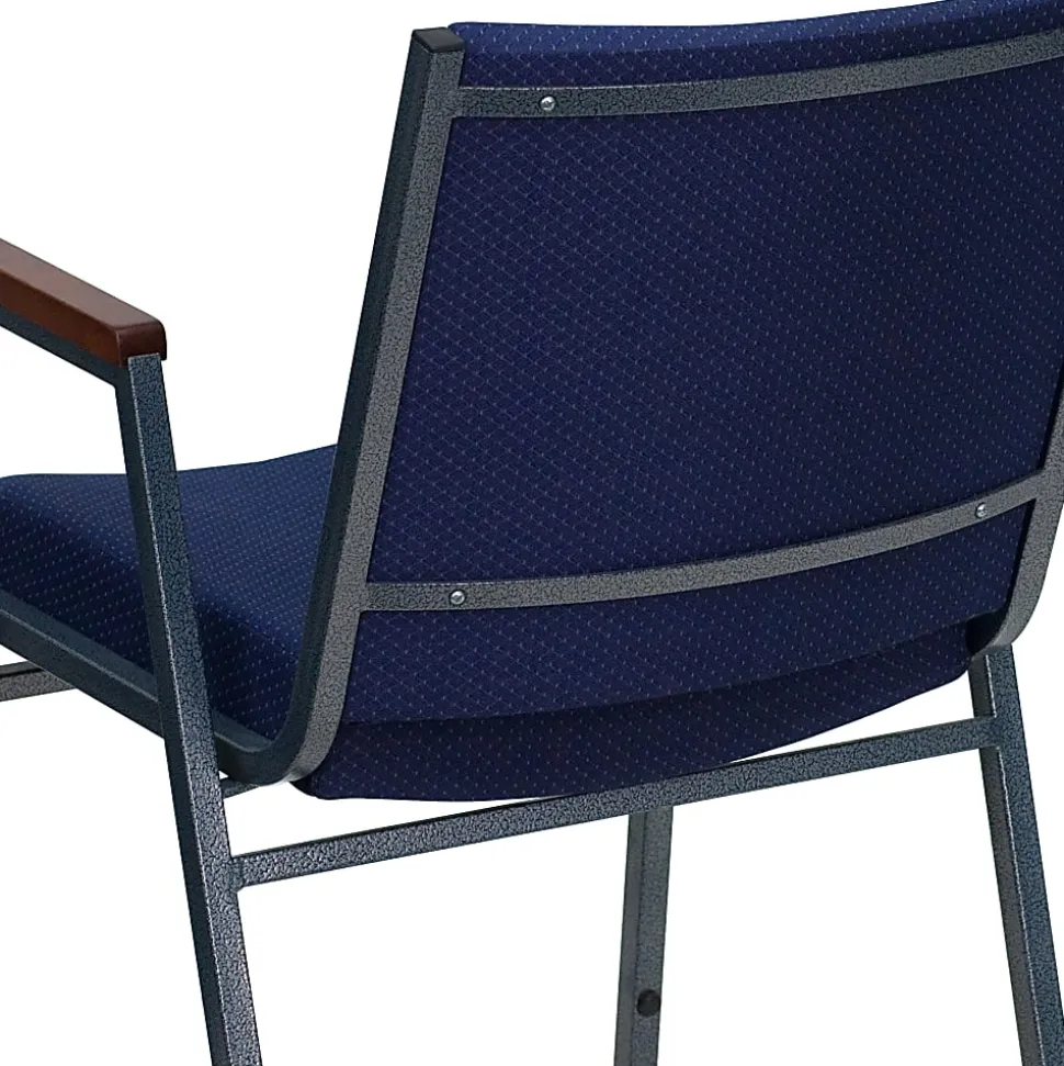Flash Furniture HERCULES Series Full-Back Contoured Stacking Chair With Sled Base, Black/Silver