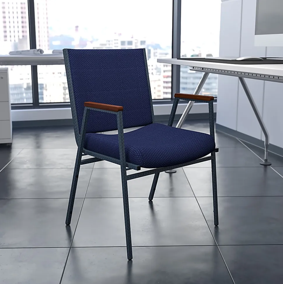 Flash Furniture HERCULES Series Full-Back Contoured Stacking Chair With Sled Base, Black/Silver