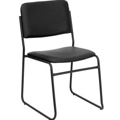 Flash Furniture HERCULES Series High-Density Stacking Chair With Sled Base, Vinyl Upholstery, Black