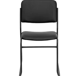 Flash Furniture HERCULES Series High-Density Stacking Chair With Sled Base, Vinyl Upholstery, Black