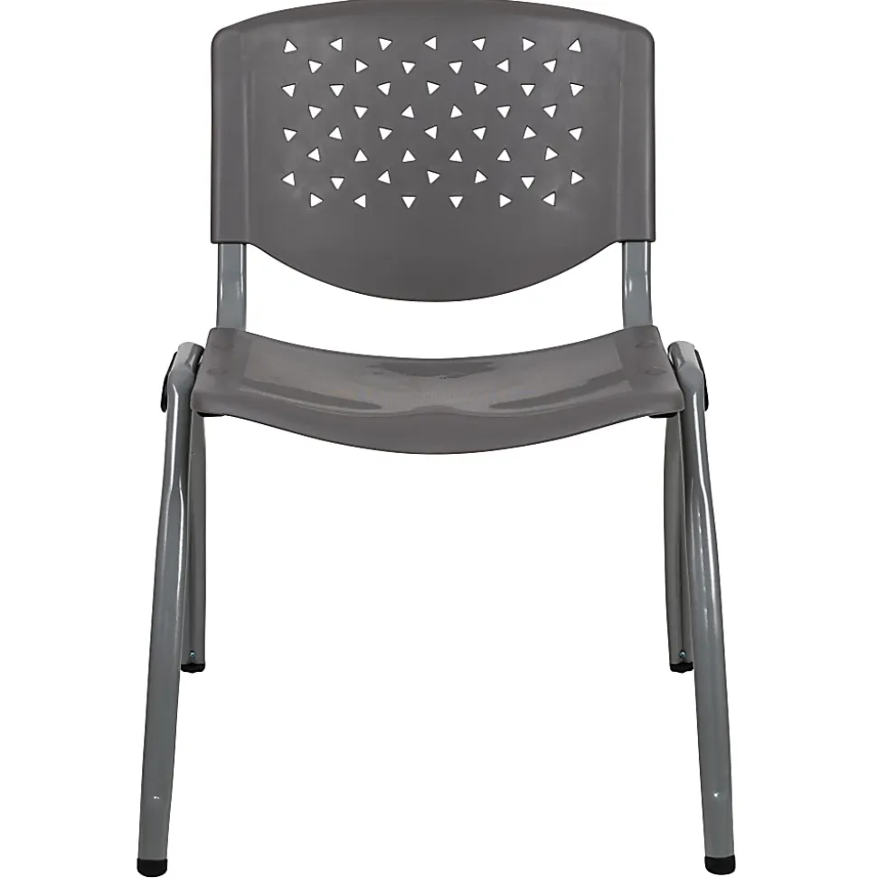 Flash Furniture HERCULES Series Plastic Stack Chairs, Gray, Set Of 5 Chairs