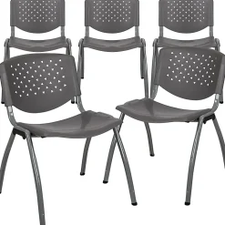 Flash Furniture HERCULES Series Plastic Stack Chairs, Gray, Set Of 5 Chairs