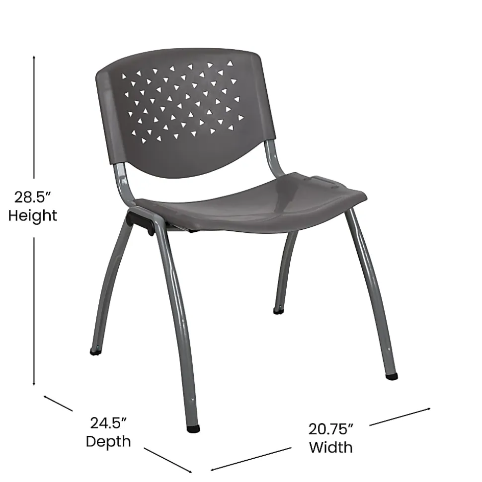 Flash Furniture HERCULES Series Plastic Stack Chairs, Gray, Set Of 5 Chairs