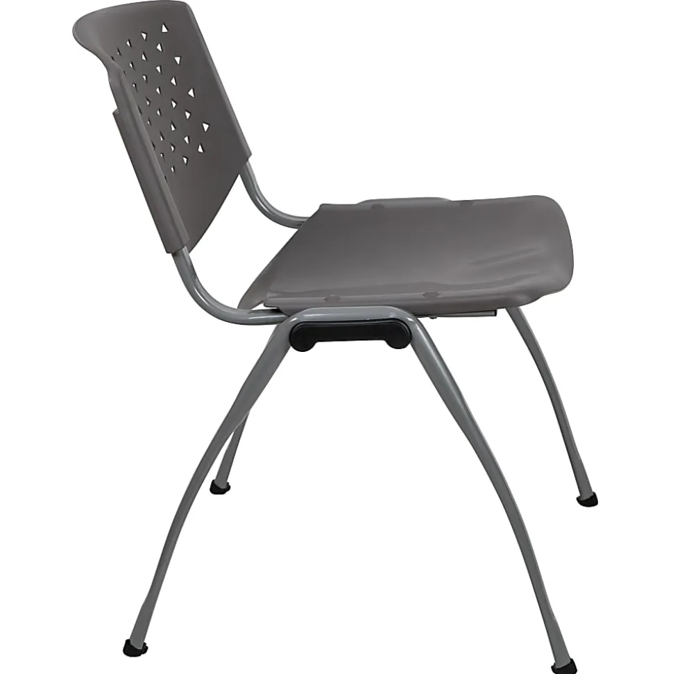 Flash Furniture HERCULES Series Plastic Stack Chairs, Gray, Set Of 5 Chairs