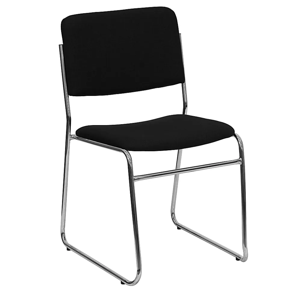 Flash Furniture HERCULES Series High-Density Stacking Chair With Sled Base, Black/Chrome