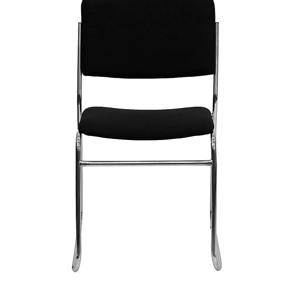 Flash Furniture HERCULES Series High-Density Stacking Chair With Sled Base, Black/Chrome