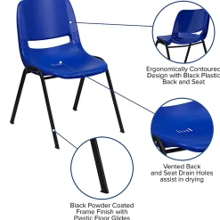 Flash Furniture HERCULES Series Ergonomic Shell Stack Chair, Blue/Black