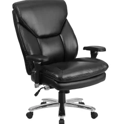 Flash Furniture HERCULES Series 24-7 Intensive Use Big & Tall Ergonomic LeatherSoft High-Back Office Chair With Lumbar Knob And Headrest, Black