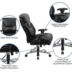 Flash Furniture HERCULES Series 24-7 Intensive Use Big & Tall Ergonomic LeatherSoft High-Back Office Chair With Lumbar Knob And Headrest, Black