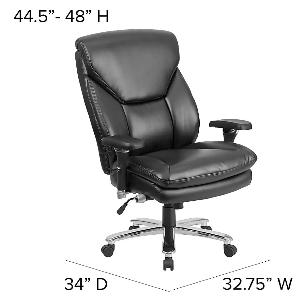Flash Furniture HERCULES Series 24-7 Intensive Use Big & Tall Ergonomic LeatherSoft High-Back Office Chair With Lumbar Knob And Headrest, Black