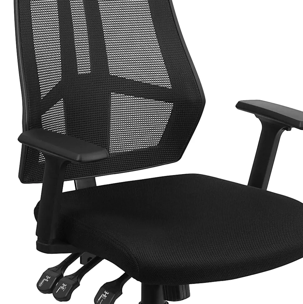 Flash Furniture High Back Mesh Multifunction Swivel Ergonomic Task Office Chair with Adjustable Arms, Black
