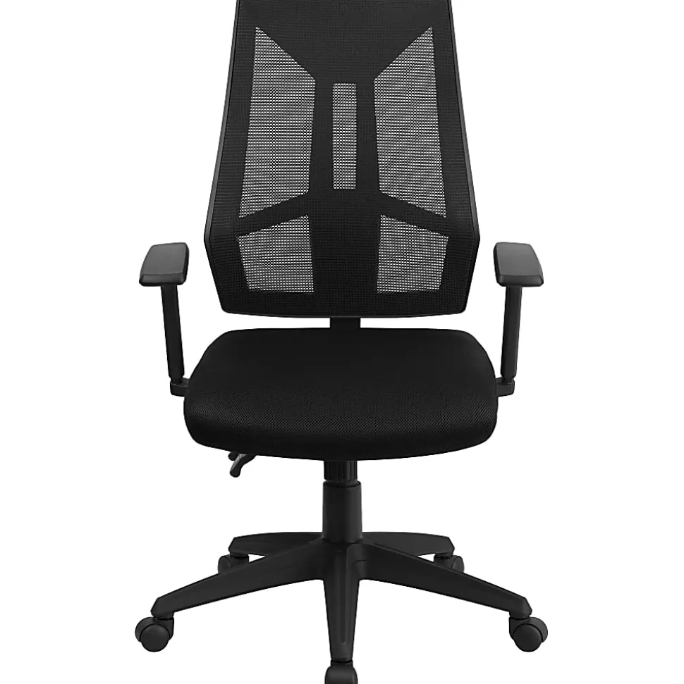 Flash Furniture High Back Mesh Multifunction Swivel Ergonomic Task Office Chair with Adjustable Arms, Black