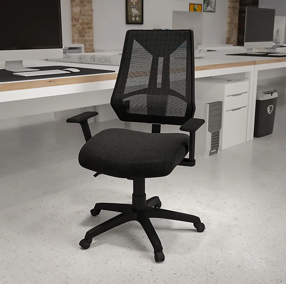 Flash Furniture High Back Mesh Multifunction Swivel Ergonomic Task Office Chair with Adjustable Arms, Black