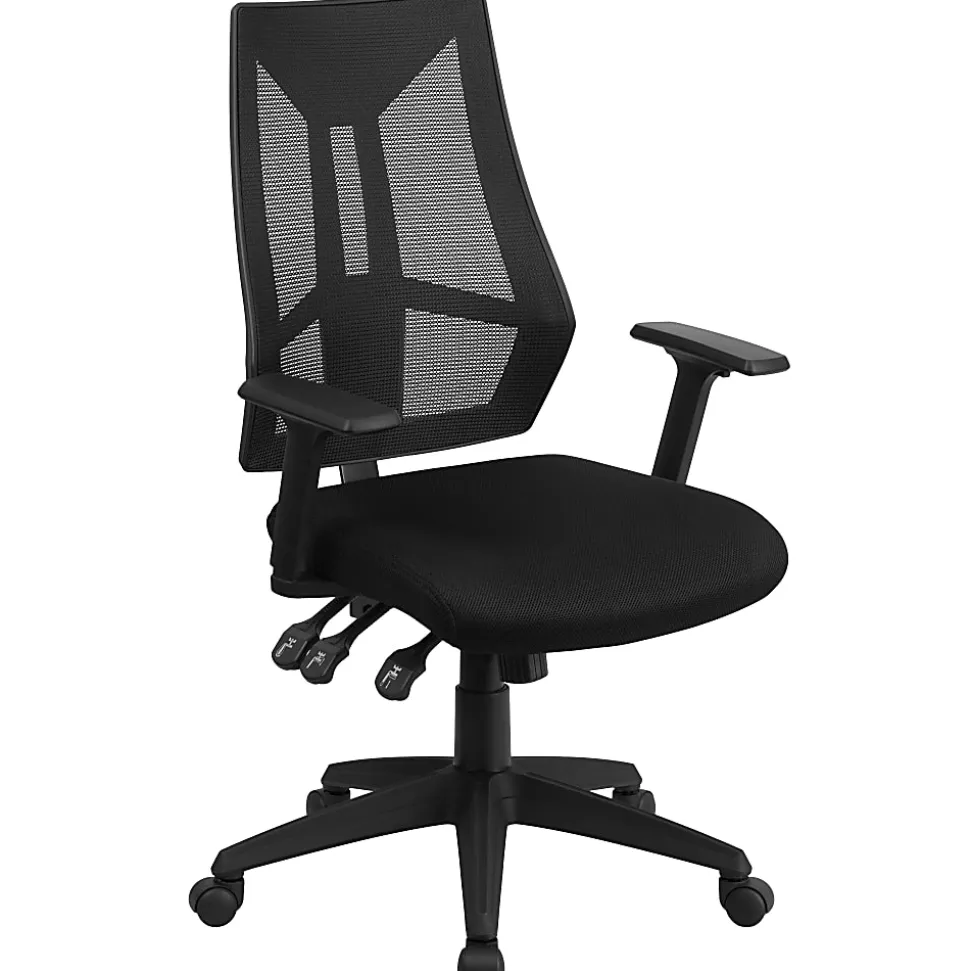 Flash Furniture High Back Mesh Multifunction Swivel Ergonomic Task Office Chair with Adjustable Arms, Black