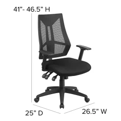 Flash Furniture High Back Mesh Multifunction Swivel Ergonomic Task Office Chair with Adjustable Arms, Black