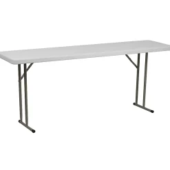 Flash Furniture Kathryn Plastic Folding Training Table, 29"H x 18"W x 72"D, Granite White
