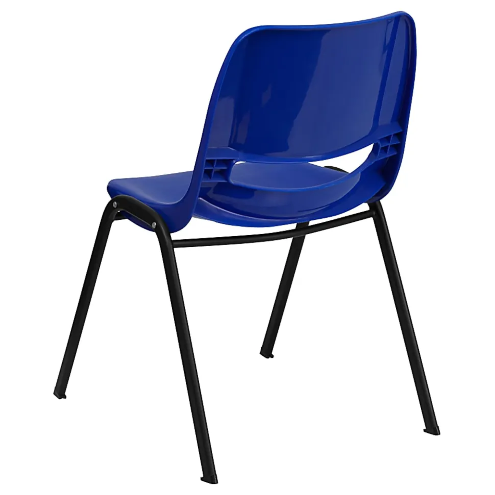 Flash Furniture Kids' HERCULES 440-lb Capacity Ergonomic Shell Stack Chair, 12" Seat Height, Navy/Black