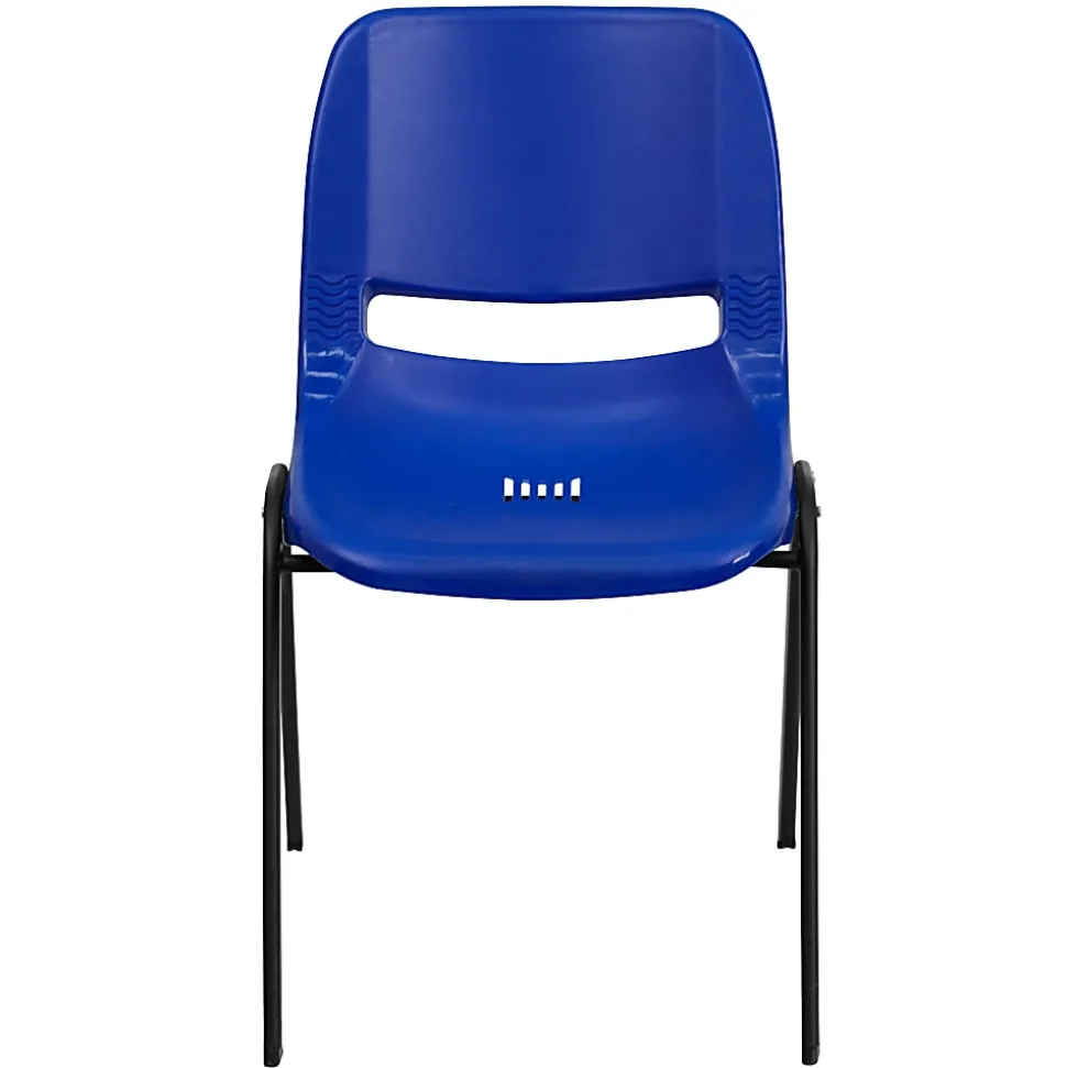 Flash Furniture Kids' HERCULES 440-lb Capacity Ergonomic Shell Stack Chair, 12" Seat Height, Navy/Black