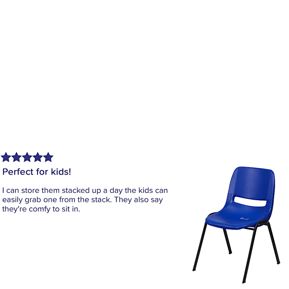Flash Furniture Kids' HERCULES 440-lb Capacity Ergonomic Shell Stack Chair, 12" Seat Height, Navy/Black