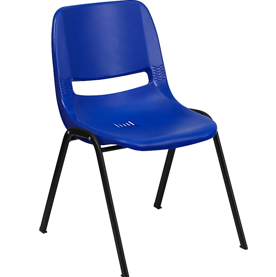 Flash Furniture Kids' HERCULES 440-lb Capacity Ergonomic Shell Stack Chair, 12" Seat Height, Navy/Black