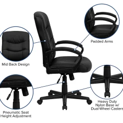 Flash Furniture LeatherSoft™ Faux Leather Mid-Back Swivel Task Chair With 24 1/2
