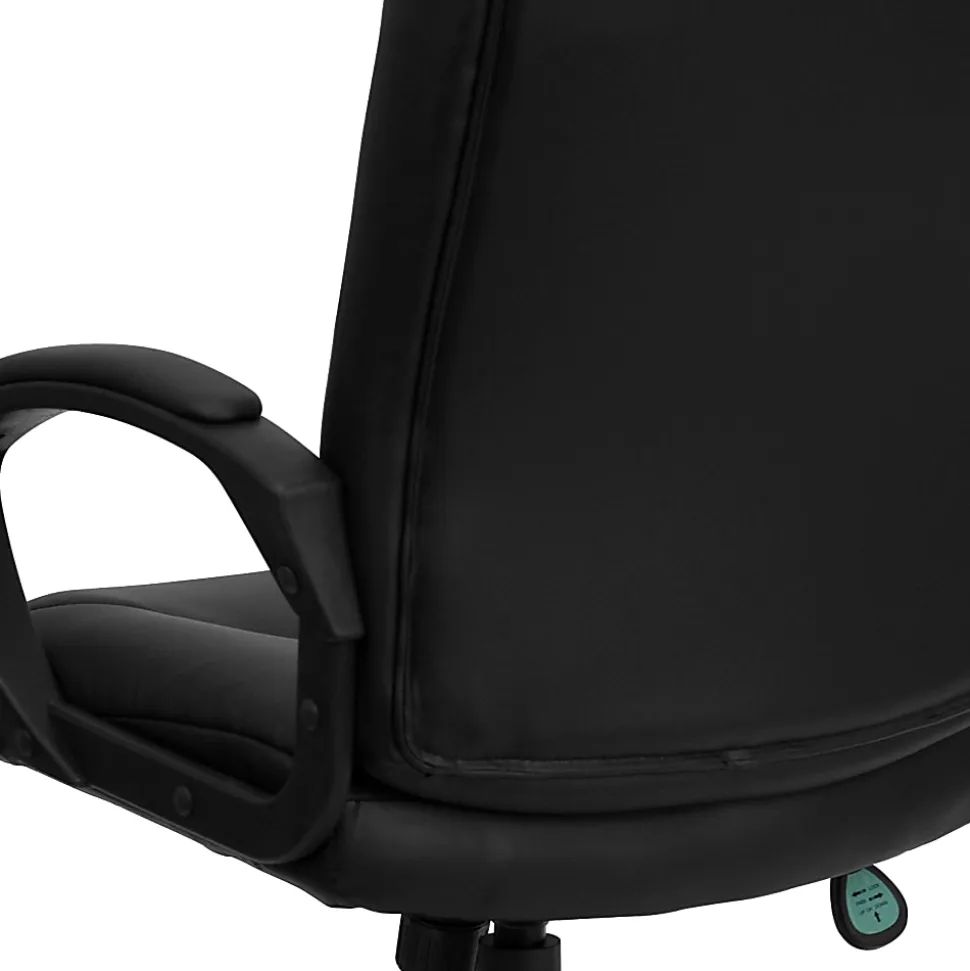 Flash Furniture LeatherSoft™ Faux Leather Mid-Back Swivel Task Chair With 24 1/2" Back Cushion, Black