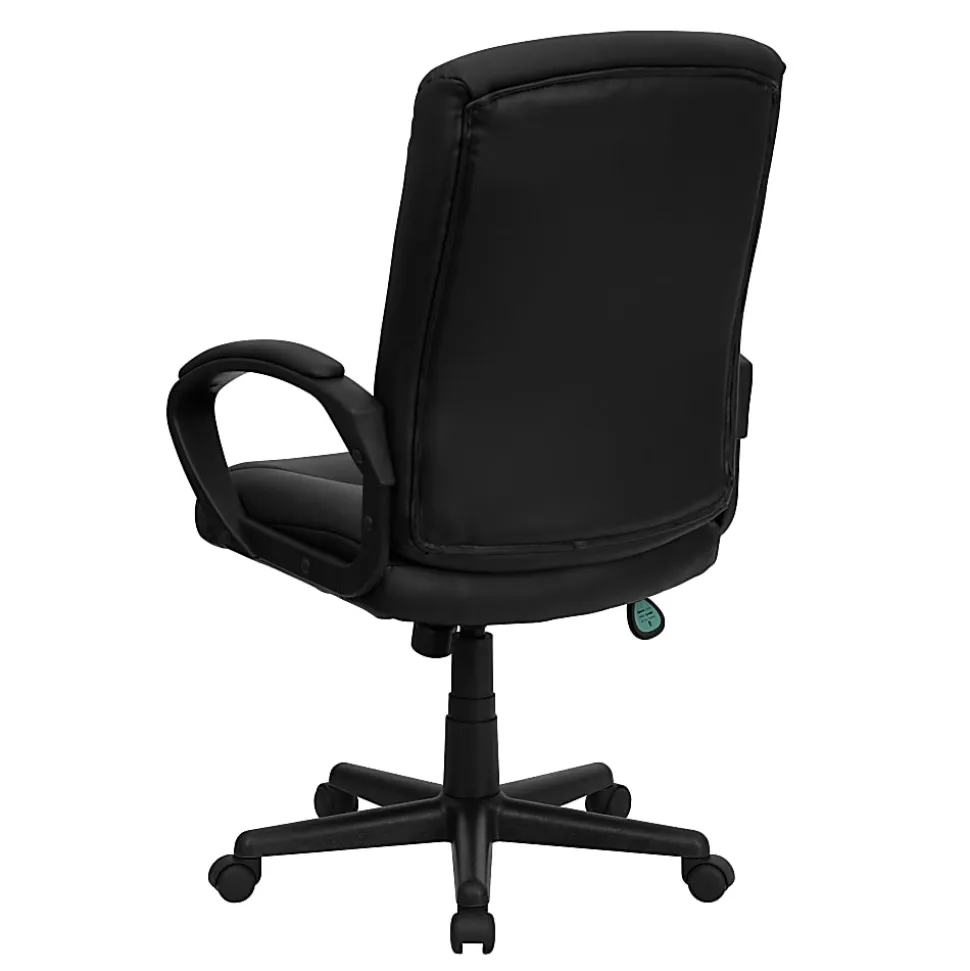 Flash Furniture LeatherSoft™ Faux Leather Mid-Back Swivel Task Chair With 24 1/2" Back Cushion, Black