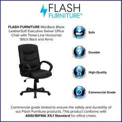 Flash Furniture LeatherSoft™ Faux Leather Mid-Back Swivel Task Chair With 24 1/2