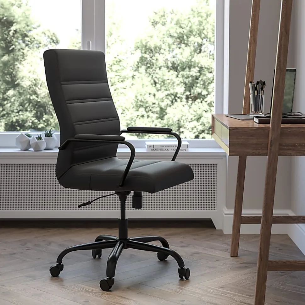Flash Furniture LeatherSoft™ Faux Leather High-Back Office Chair, Black/Chrome