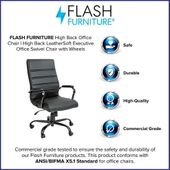 Flash Furniture LeatherSoft™ Faux Leather High-Back Office Chair, Black/Chrome