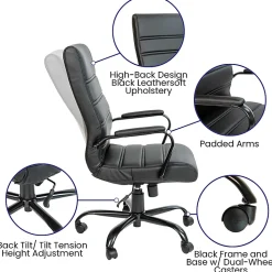 Flash Furniture LeatherSoft™ Faux Leather High-Back Office Chair, Black/Chrome