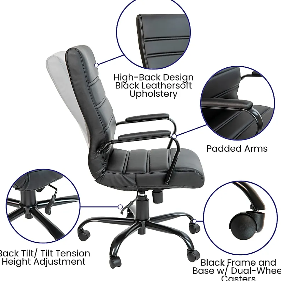 Flash Furniture LeatherSoft™ Faux Leather High-Back Office Chair, Black/Chrome