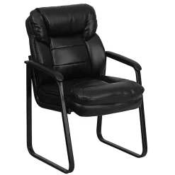 Flash Furniture LeatherSoft™ Faux Leather Sled-Base Side Chair, Black