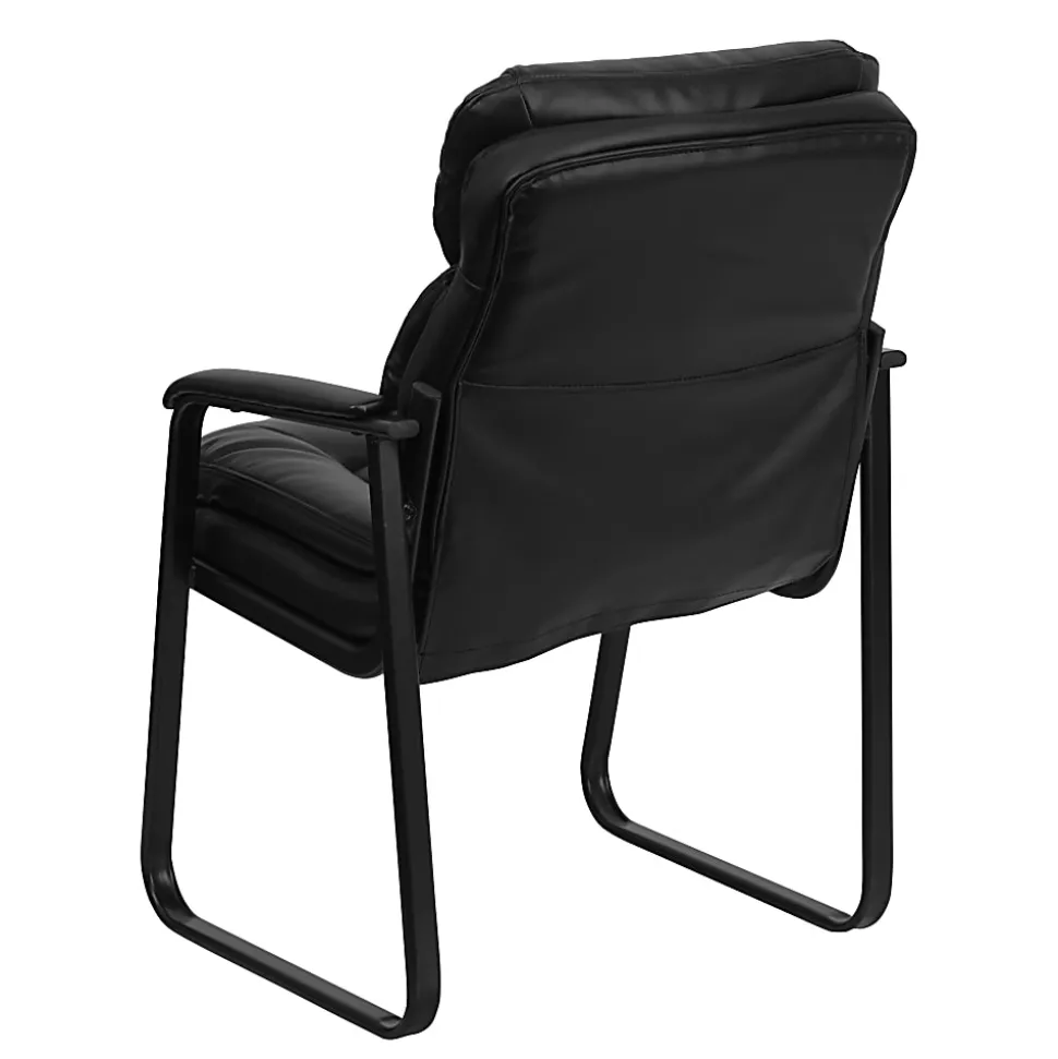 Flash Furniture LeatherSoft™ Faux Leather Sled-Base Side Chair, Black