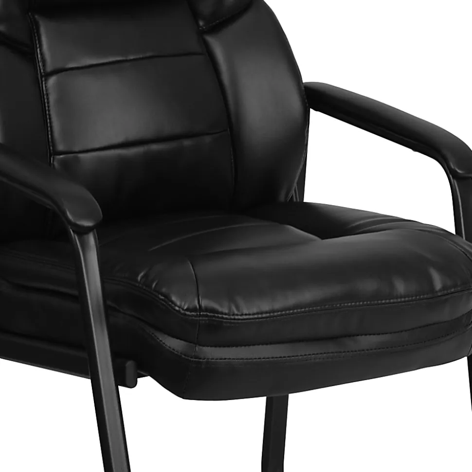 Flash Furniture LeatherSoft™ Faux Leather Sled-Base Side Chair, Black