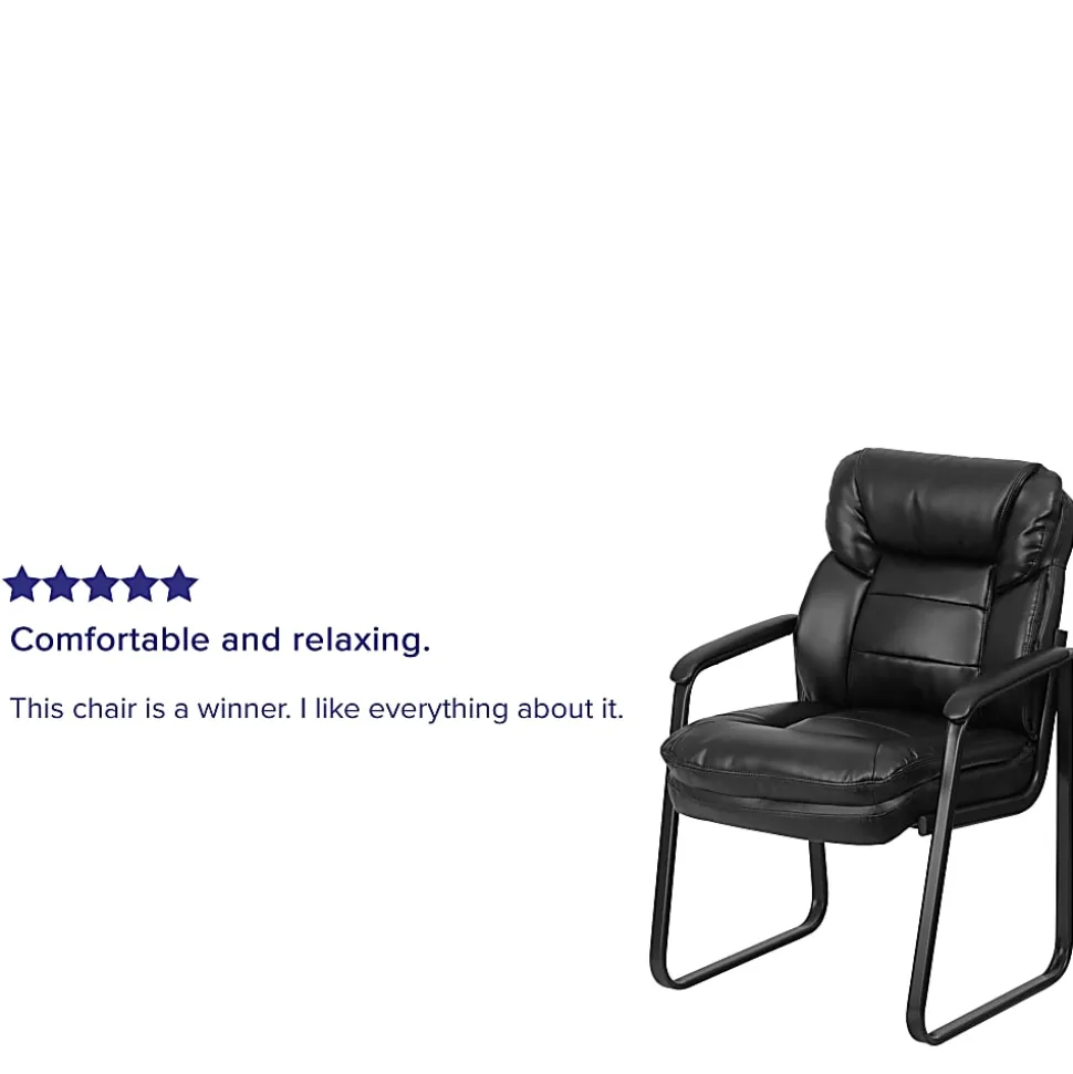 Flash Furniture LeatherSoft™ Faux Leather Sled-Base Side Chair, Black