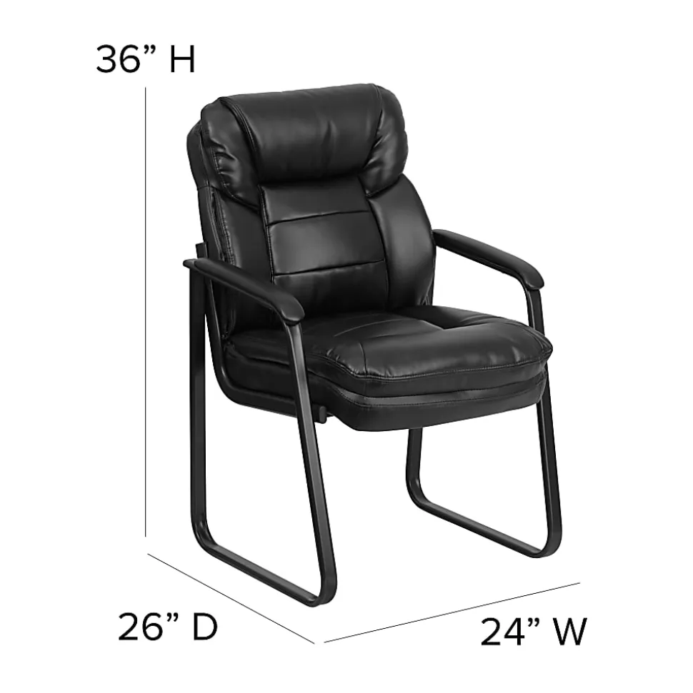 Flash Furniture LeatherSoft™ Faux Leather Sled-Base Side Chair, Black