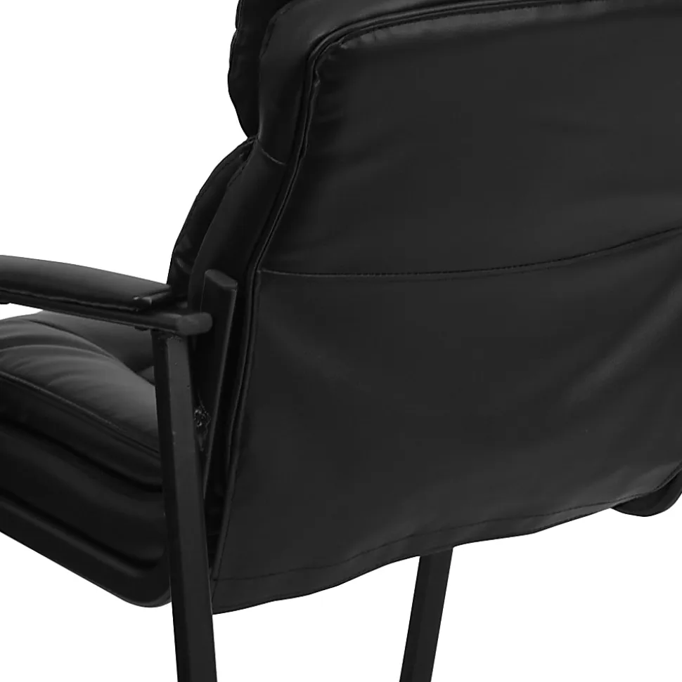 Flash Furniture LeatherSoft™ Faux Leather Sled-Base Side Chair, Black