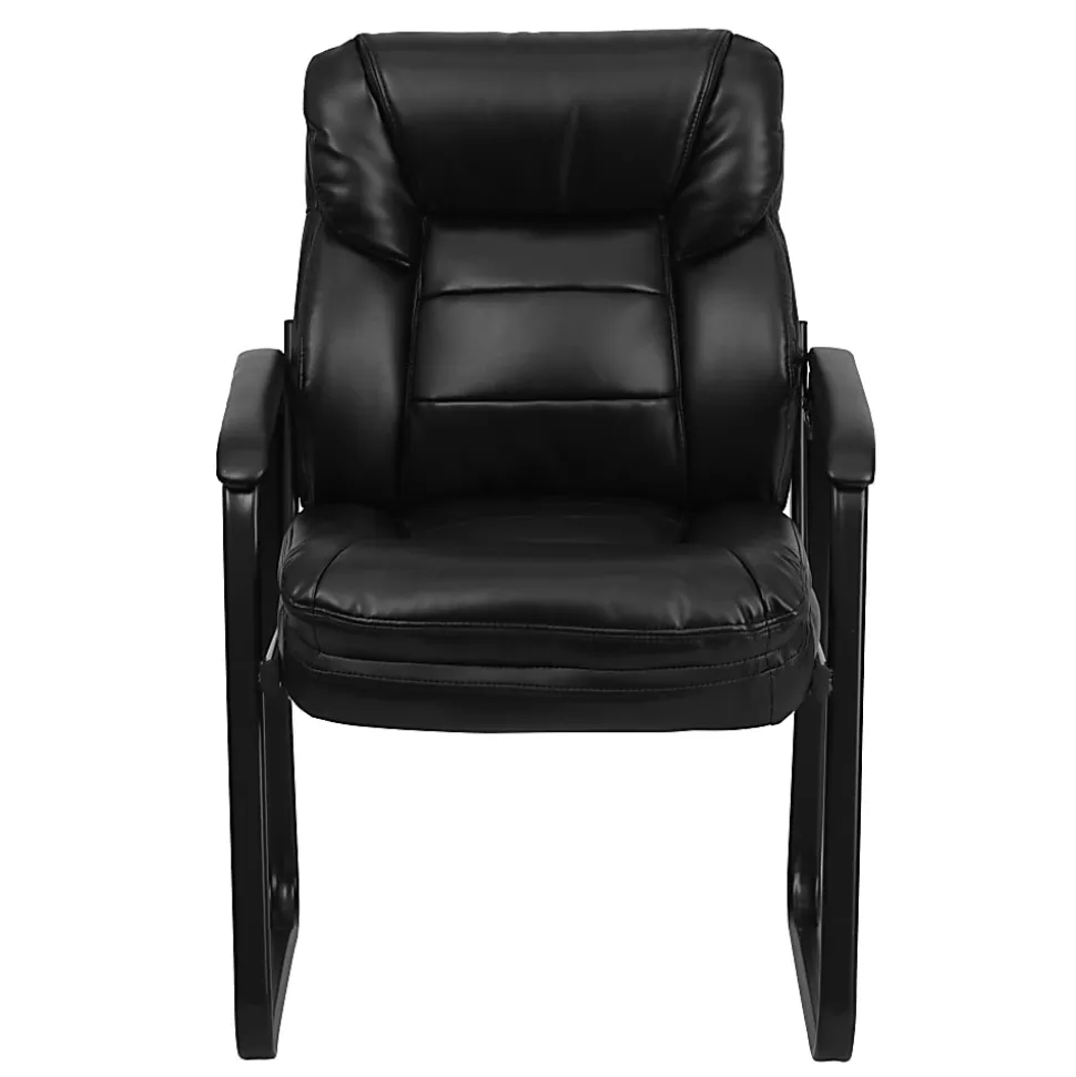 Flash Furniture LeatherSoft™ Faux Leather Sled-Base Side Chair, Black