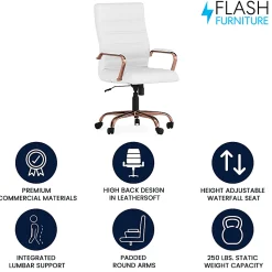 Flash Furniture LeatherSoft™ Faux Leather High-Back Office Chair, White/Pink